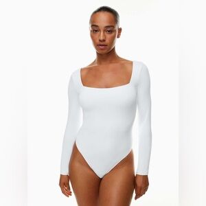 Babaton White Contour Squareneck Longsleeve Open Back Bodysuit Size: Small